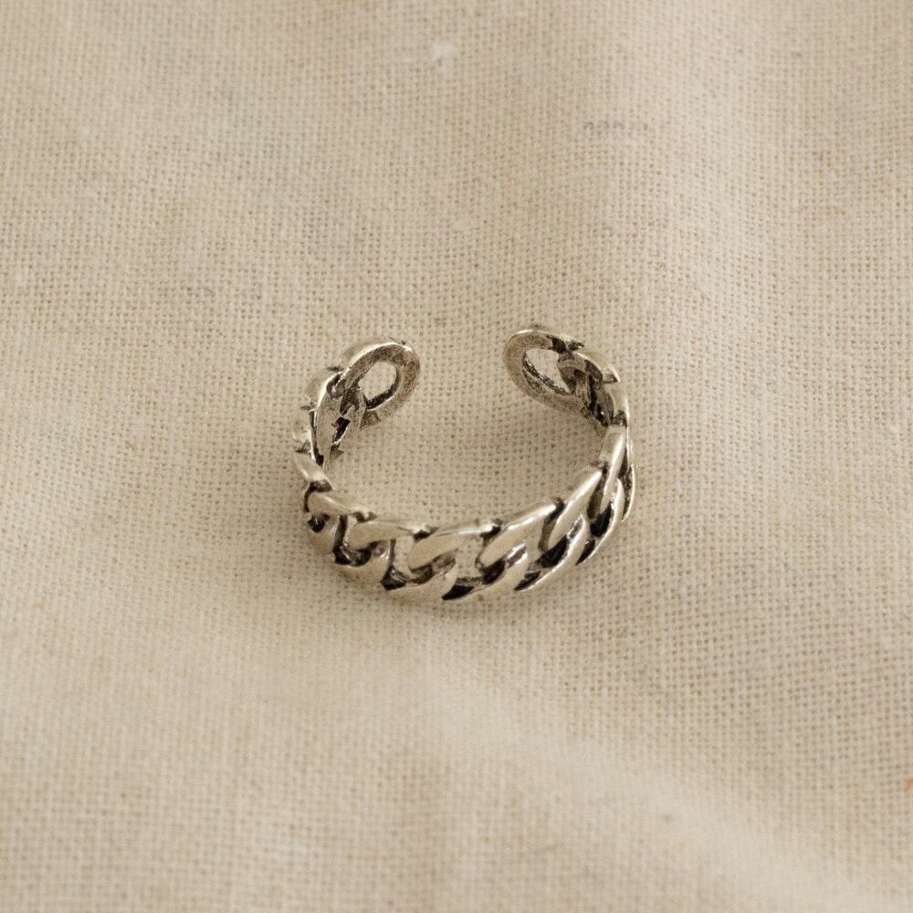 Y2K Silver Cuban Link Adjustable Ring